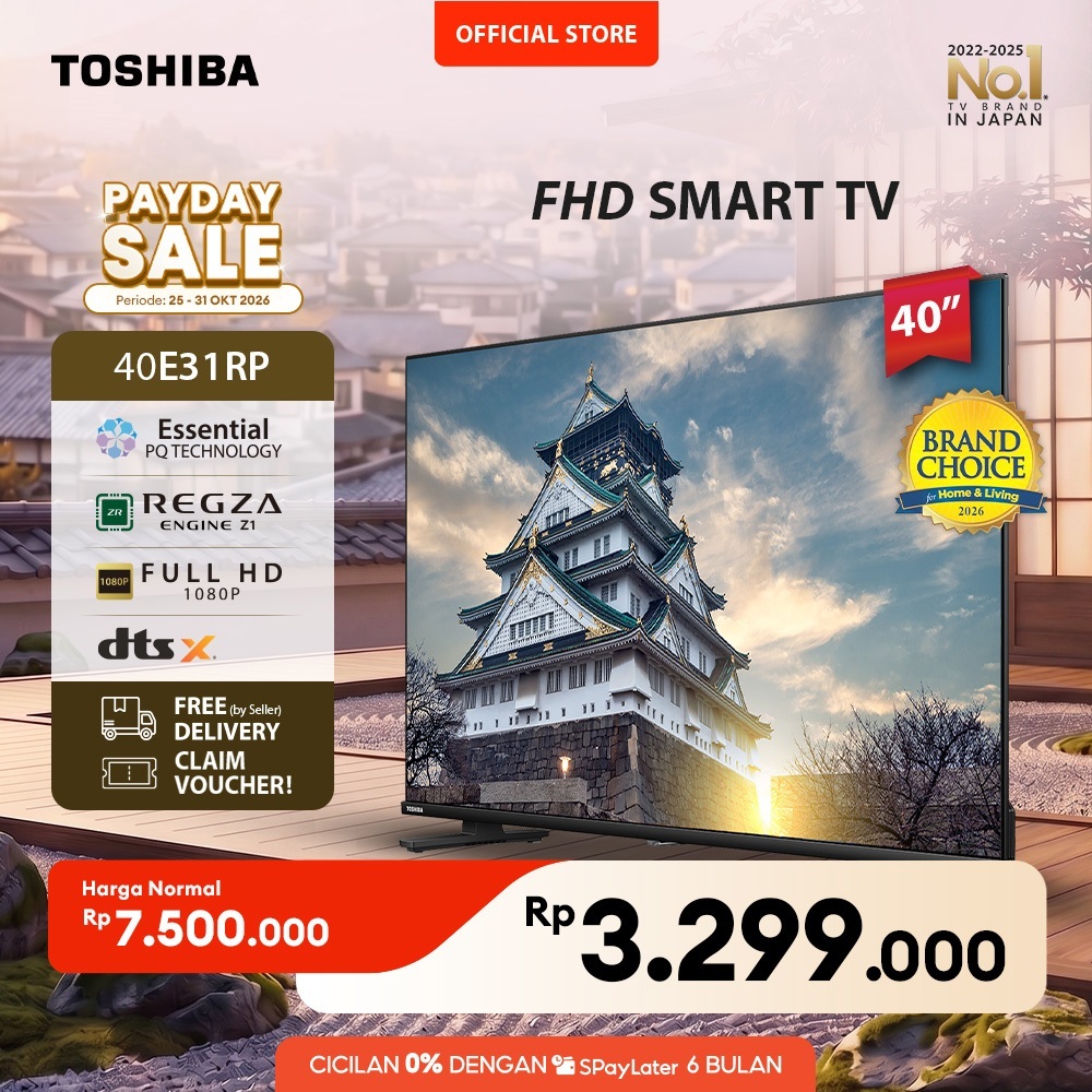 [FHD] [KHUSUS ONLINE] Toshiba TV 40" FHD Smart TV - Regza AI Sound Netflix Disney+ Youtube Dolby Audio Screen Sharing HDMI Digital - 40E31RP