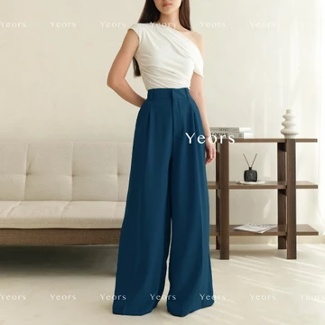 YEORS Hana Pants Celana Wide Kulot Polyester Anti Kusut Trousers Kantor Formal Casual Woman