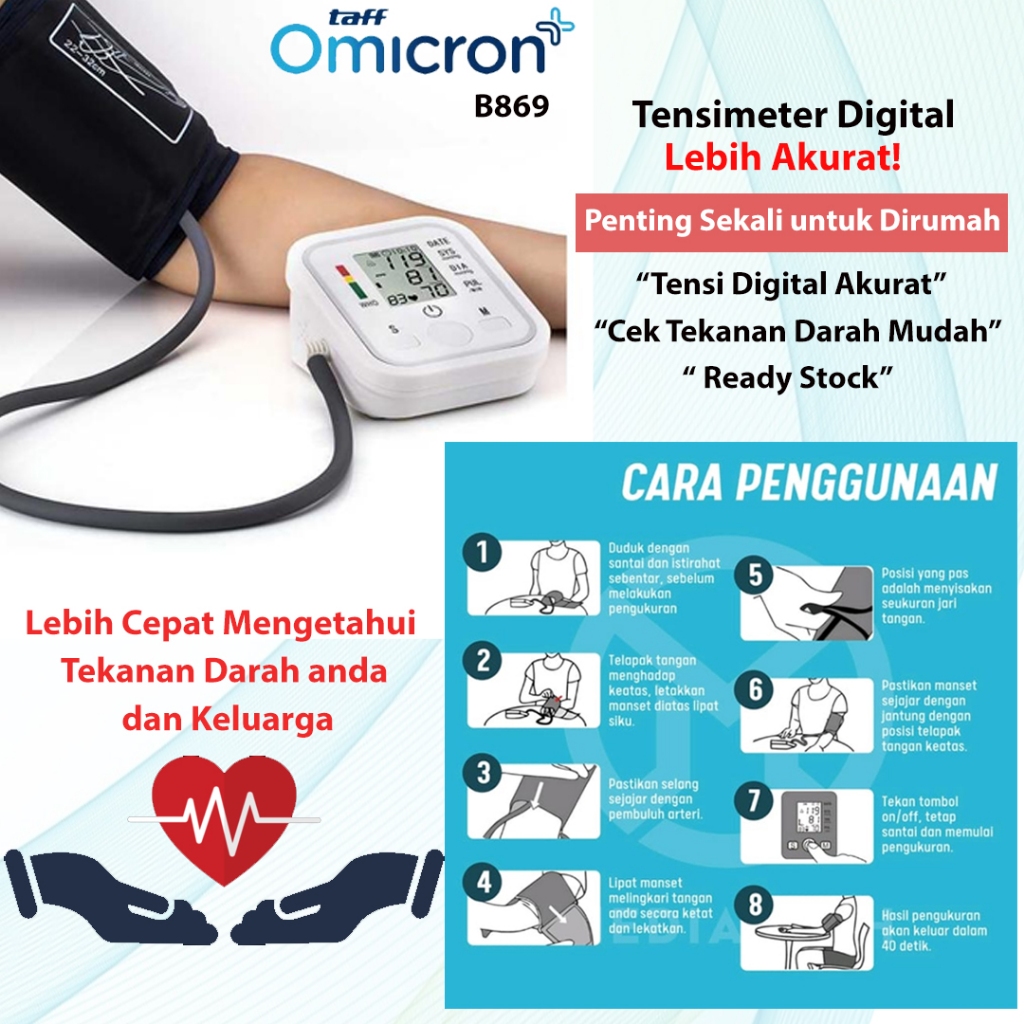Omicron TensiMeter Digital Layar LCD – Cek Tekanan Darah Akurat di Rumah