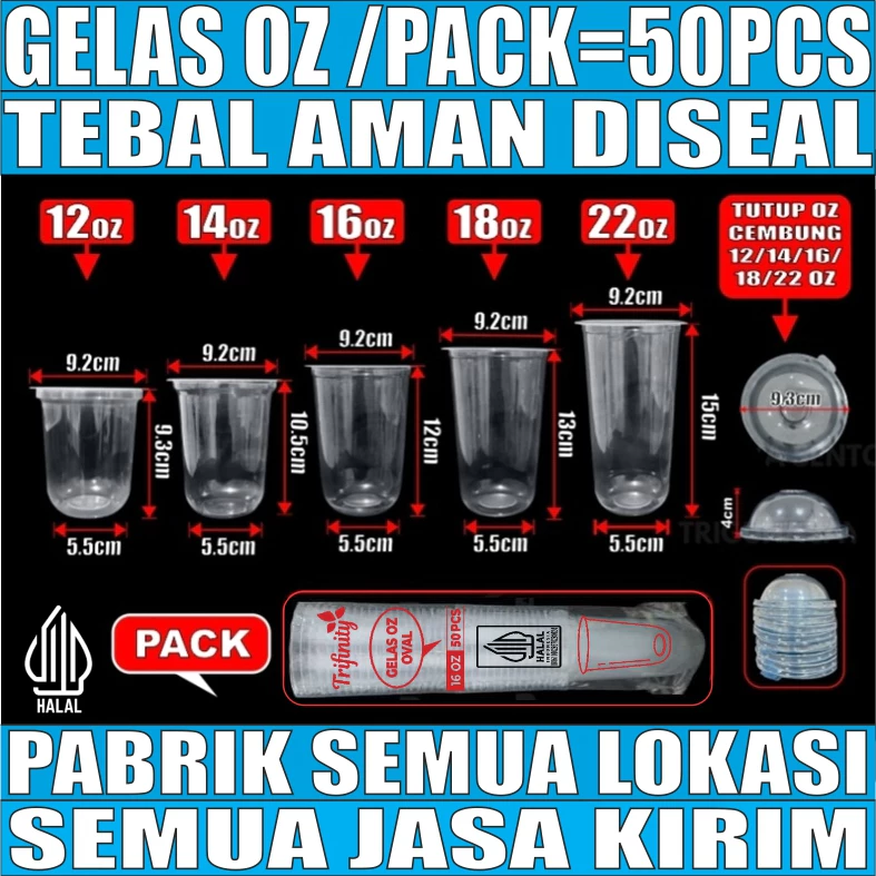 Oval Tebal 8gr 12oz 14oz 16oz 18oz 22oz /Pack