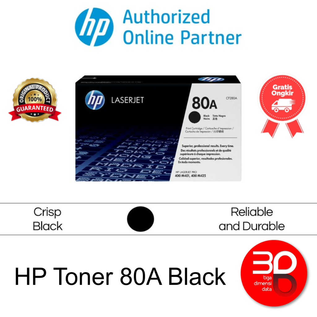 HP Toner 80A Black LaserJet Toner Cartridge Original [CF280A]