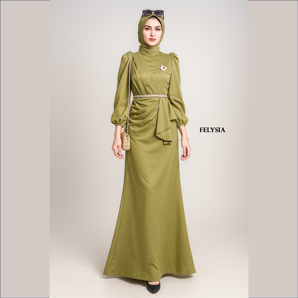Irish Dress Satin Velvet Premium – Kondangan Muslim Elegan, Busui & Wudhu‑friend