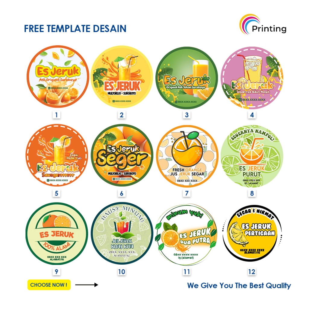 Jual [1HARI JADI] CETAK STIKER MINUMAN ES JERUK CUP / CUSTOM STICKER ...