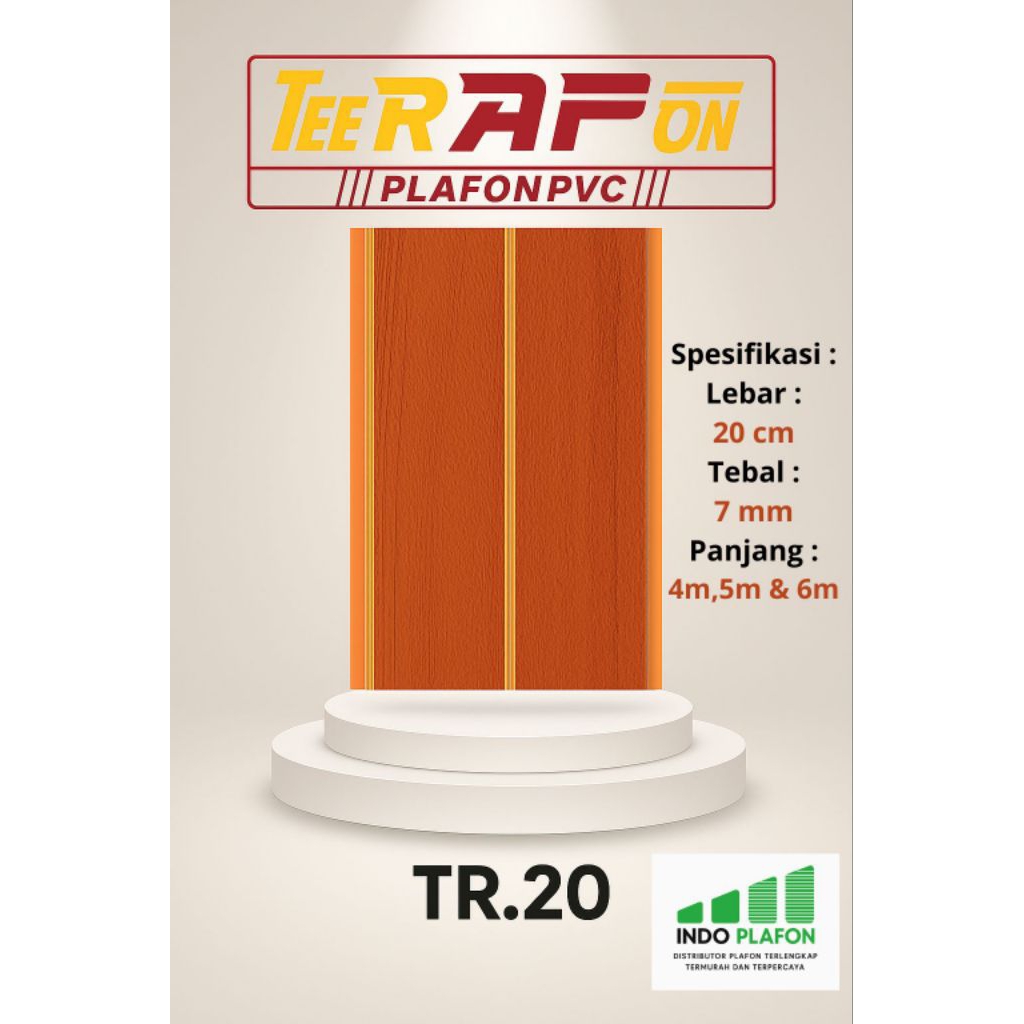Jual (PERDUS) Plafon PVC Serat Kayu Glosy Coklat Muda RC 20, Tebal 7mm ...