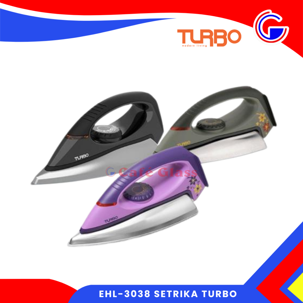 Turbo Setrika Listrik Ehl-3038 I Dry Iron Anti Lengket I Setrika Hemat Listrik