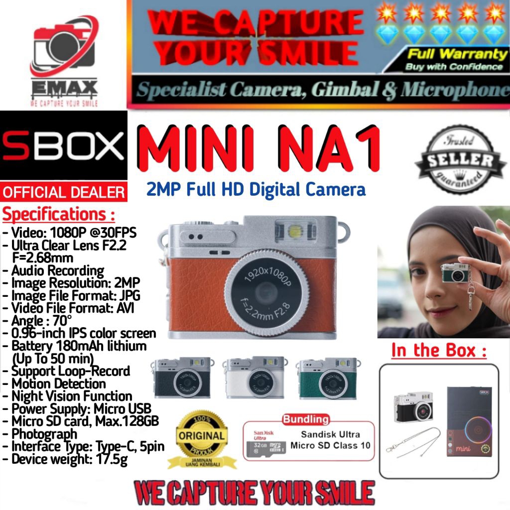 Jual SBOX Mini NA1 Digital Camera 2MP Camera Life Style Retro Keychain ...