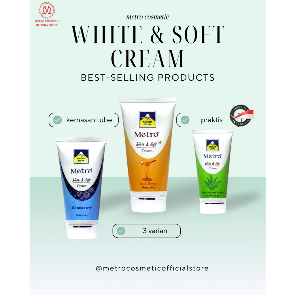 Jual METRO White & Soft Cream TUBE 60g HONEY, BLUBERRY & ALOE VERA | Shopee  Indonesia