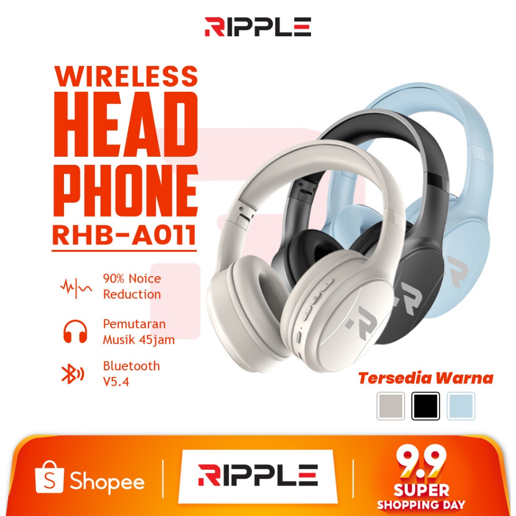 Jual Ripple Bluetooth Headphones RHB A011 Noise Cancelling High Quality ...