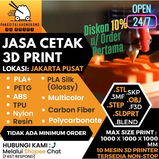 Jasa Cetak 3D Print | PLA | PLA+ | PETG | ABS | TPU | Nylon | Carbon Fiber | Multicolor | Polycarbonate | Resin