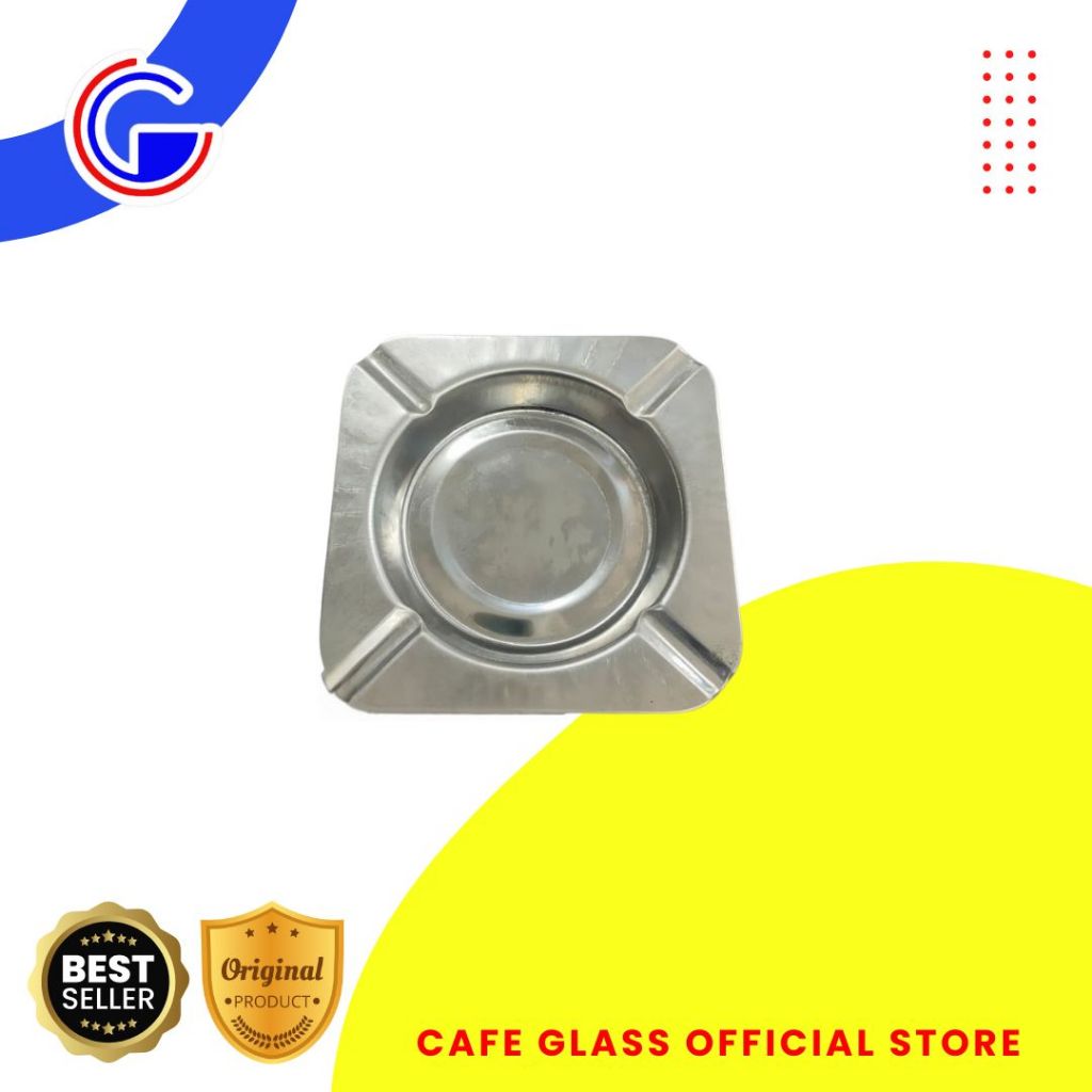 Asbak Rokok Segi Kotak Stainless Seng / Asbak Anti Pecah Segi 12 Cm Serbaguna