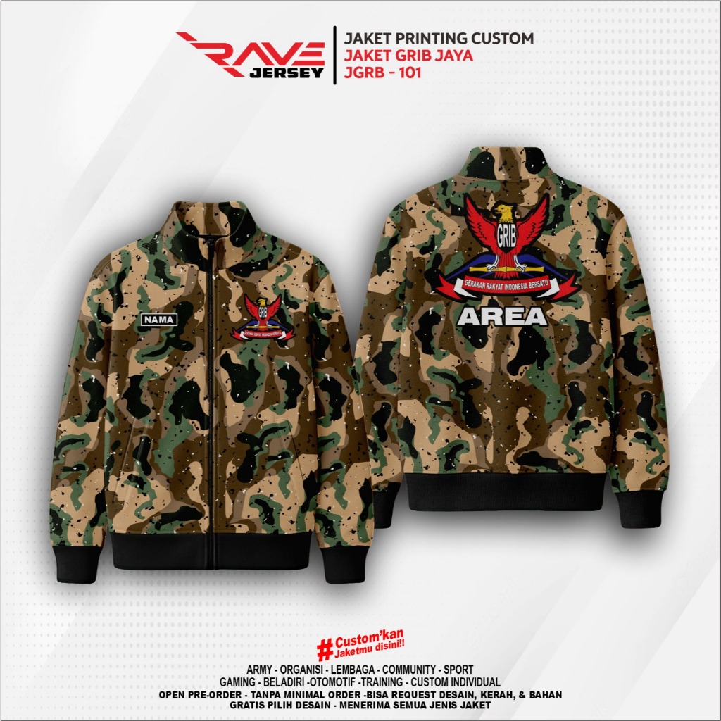 JAKET GRIB JAYA FULL PRINTING SUBLIMATION CUSTOM (DESIGN SUKA SUKA)