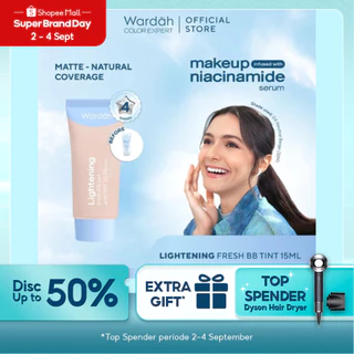WARDAH Lightening Fresh BB Tint 15ml - Base Makeup Super Ringan yang Diformulasikan dengan SPF 32 PA+++ dan Serum Niacinamide Untuk Hasil Makeup Flawless dan Cerah - Foundation - Tahan Air & Keringat - Tahan Lama- Makeup