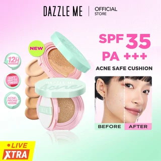 DAZZLE ME Acne Armor Puff Perfection Cushion untuk Acne Prone Skin dan Kulit Berminyak Tahan Lama 12 Jam SPF 35 PA+++
