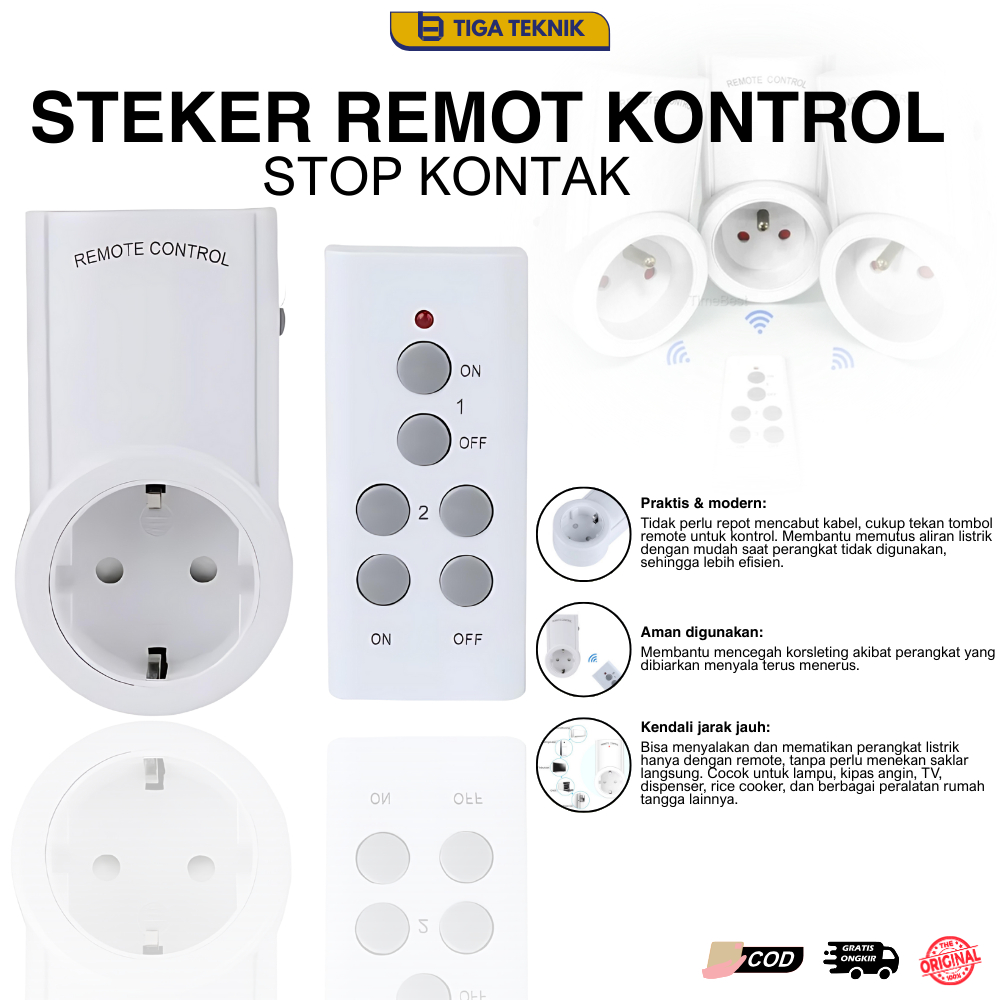 Jual Steker Remote Control / Stop Kontak Jarak Jauh ON OFF Steker ...