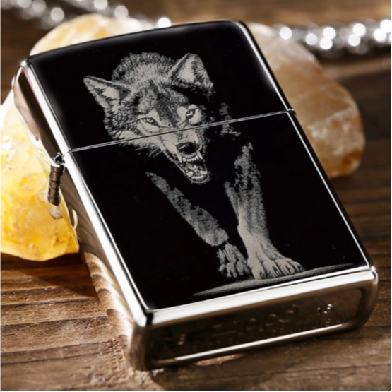 Jual Korek Api Minyak Black Ice Wolf Serigala Premium Unik Plus Box ...