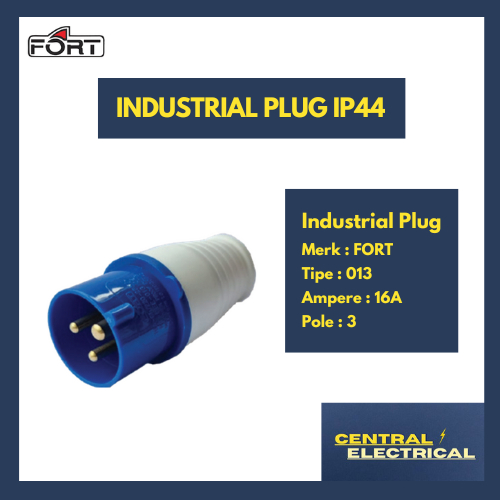 Jual FORT Industrial Plug (IP44) 3 Pole, 16A merk FORT tipe 013 ...
