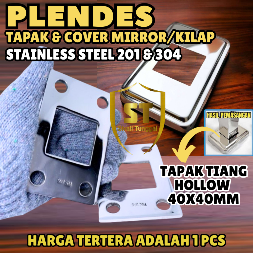 Jual TAPAK & COVER PLENDES TUTUP TAPAK TIANG STAINLESS 201 & 304 - RING ...