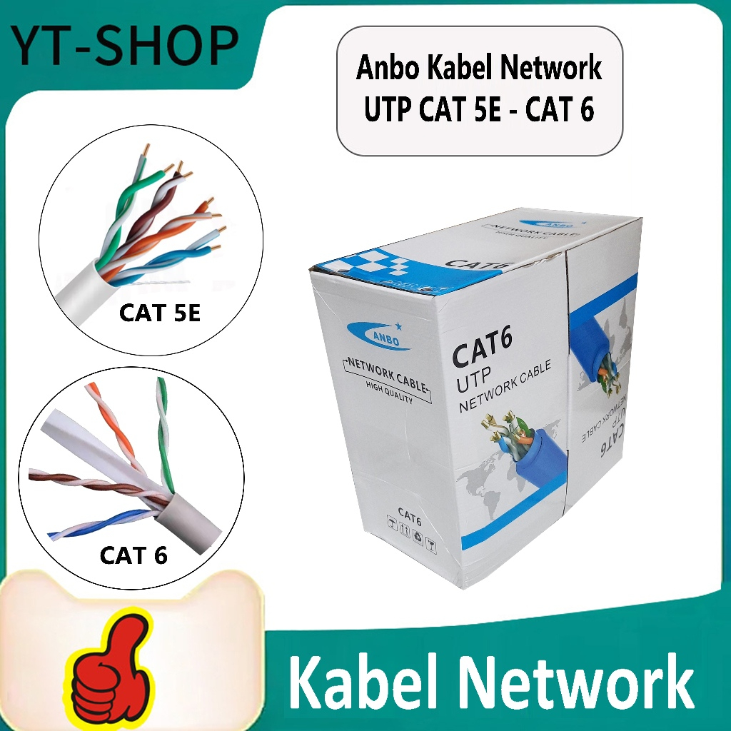 Jual Anbo Kabel Network UTP CAT 5E CAT 6 kabel cctv 305m Tembaga Full ...