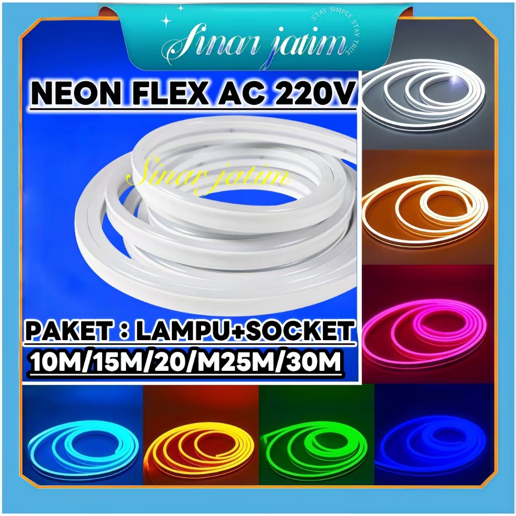 Jual Neon Flex LED Strip 10M-30M 220V IP-65 Emico | Shopee Indonesia