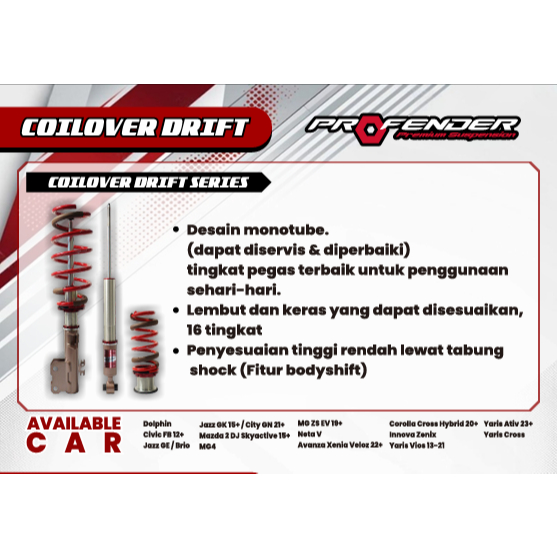 Jual Shockbreaker Suspensi COILOVER PROFENDER DRIFT Mazda 2 DJ ...