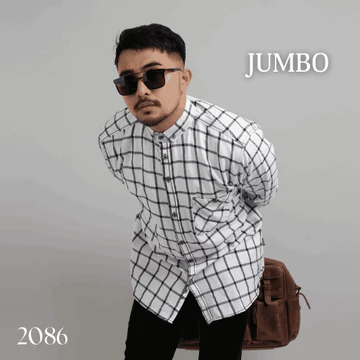 DGM Kemeja Pria Flanel Jumbo Lengan Pendek Premium 049