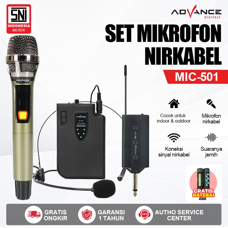 Jual ADVANCE Mic Bando Clip On +Wireless Mic Microphone Eksternal MIC ...