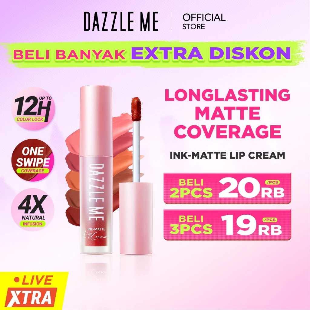 Dazzle Me Lip Cream Matte Finish Tahan Lama dan Transferproof dengan Pigmentasi Tinggi
