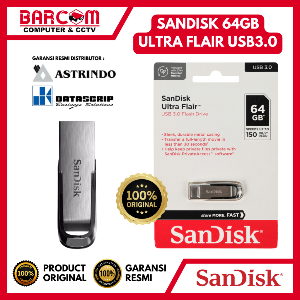 Jual SANDISK 64GB ULTRA FLAIR USB3.0 LAPTOP COMPUTER WINDOWS MAC ...