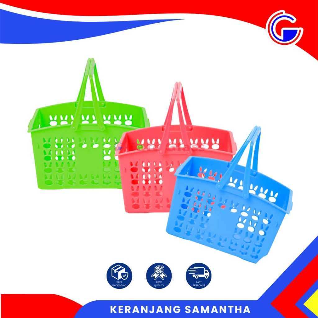 Keranjang Segi Serbaguna Samantha / Keranjang Alat Mandi Anak Kos / Keranjang Belanja Jinjing Plastik