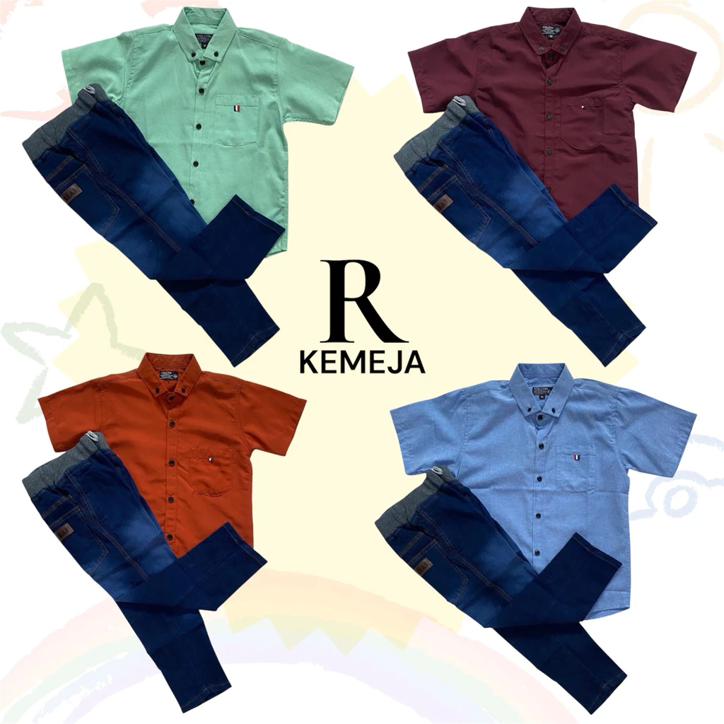 Setelan Kemeja Anak Lengan Pendek