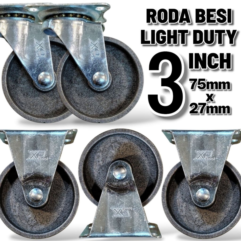 Jual RODA CASTER TROLI/TROLLEY - RODA BESI LIGHT DUTY 3 INCH | Shopee ...