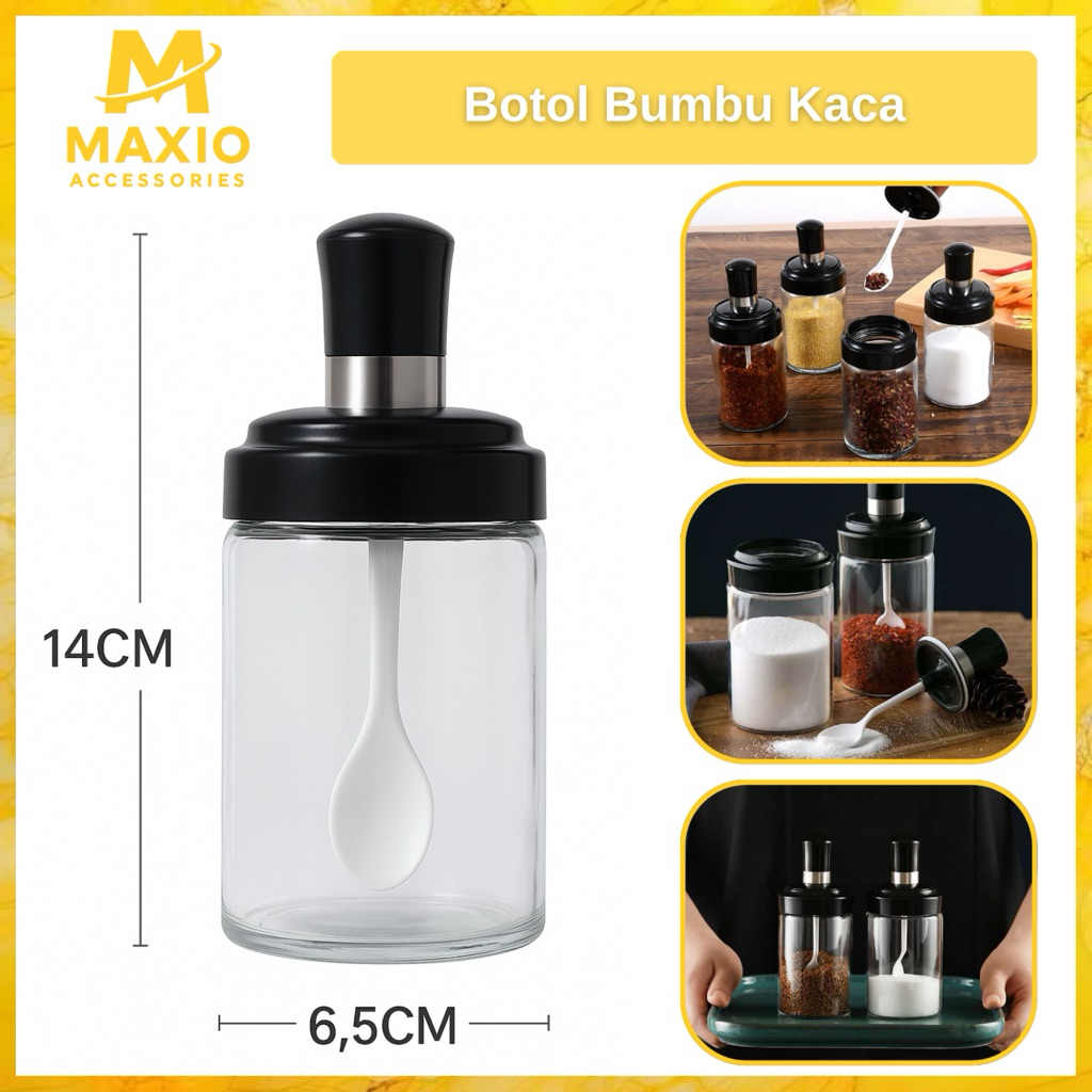 Jual MA Botol Bumbu Kaca Tebal Free Sendok Botol Bumbu Dapur Tempat ...