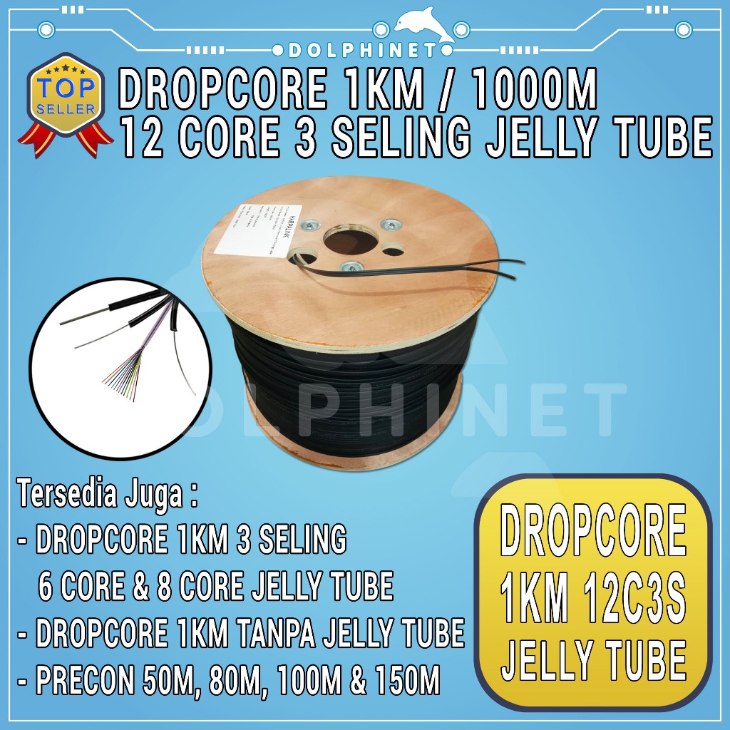 Jual Kabel FO Dropcore 12 Core Jelly Tube / Kabel Dropcore Fiber Optic ...
