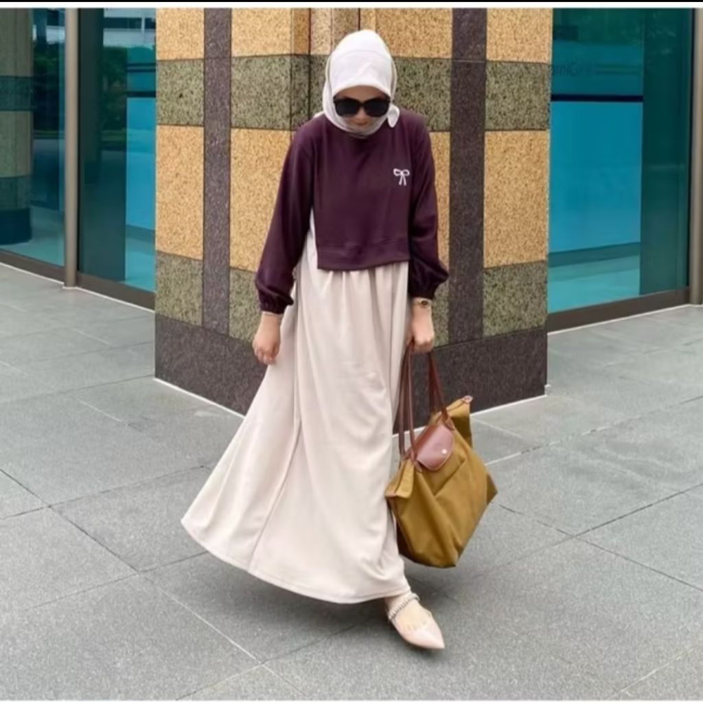 Jual (COD)DRESS//MIDI DRESS REMAJA KEKINIAN VIRAL 2025 BORDIR SUPER ...