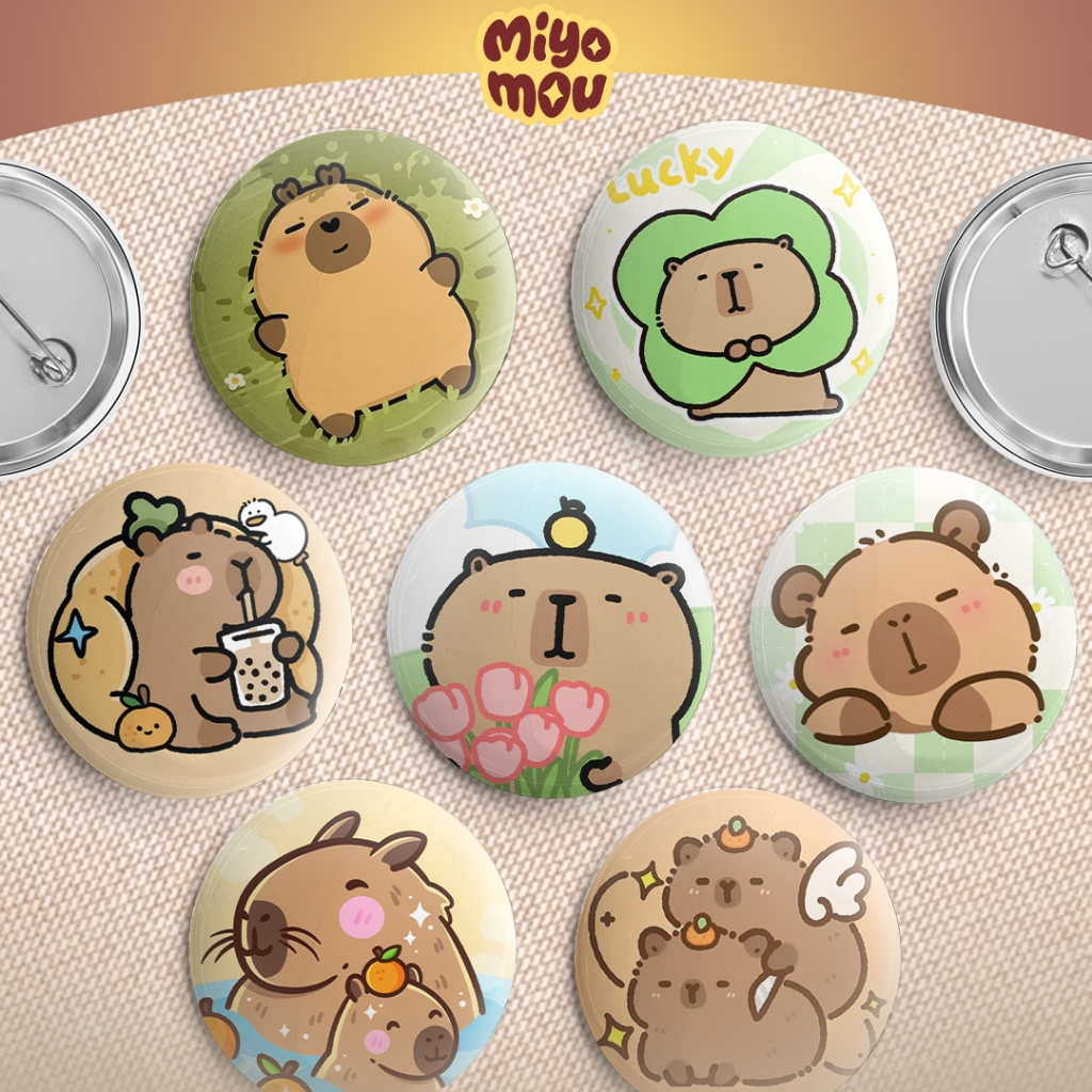 Jual Pin Button Bros Capybara Chibi 58mm Miyomou | Shopee Indonesia