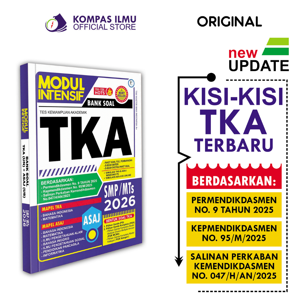 Jual Buku Bank Soal - Modul Intensif Bank Soal TKA (UN) + ASAJ (US) SMP ...