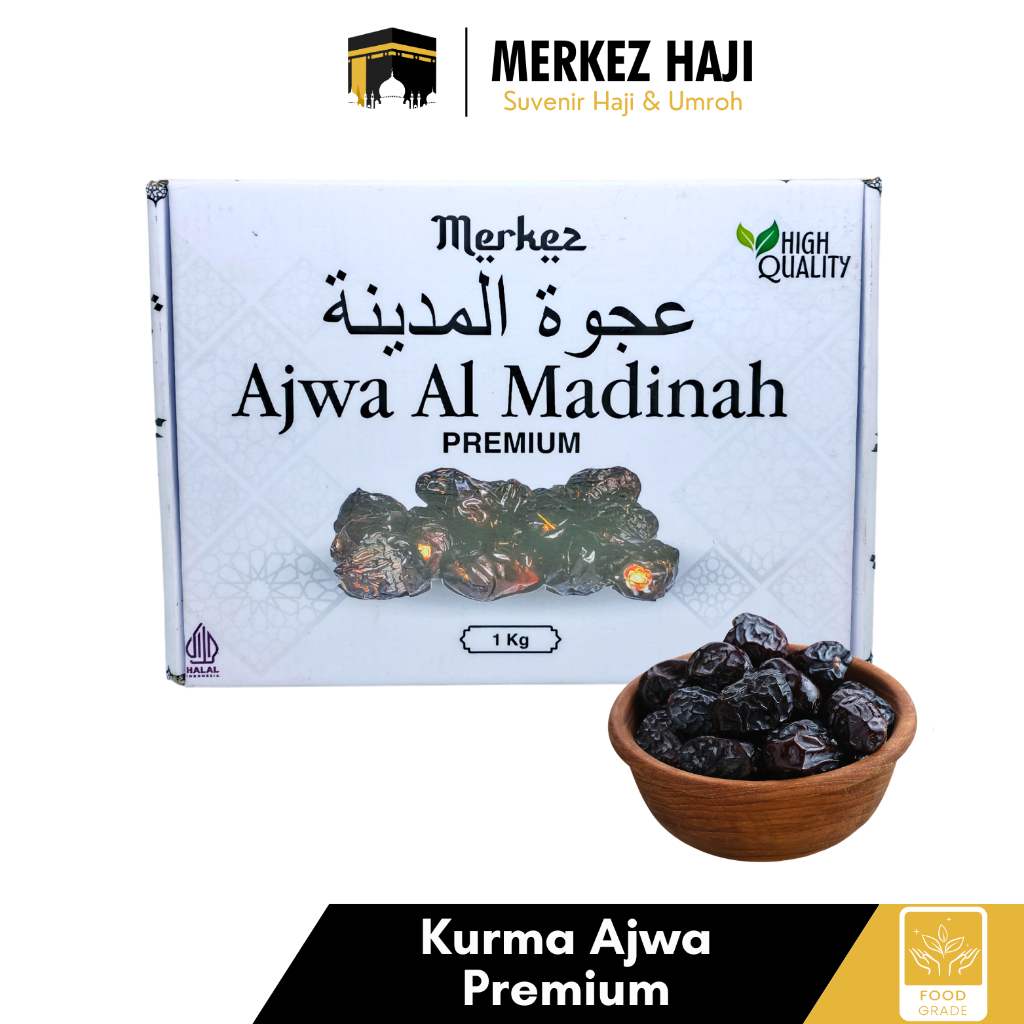 Kurma Ajwa 1 Kg Asli 100% Original | Jumbo Premium Grade A | Korma Nabi Super Madinah | High Quality