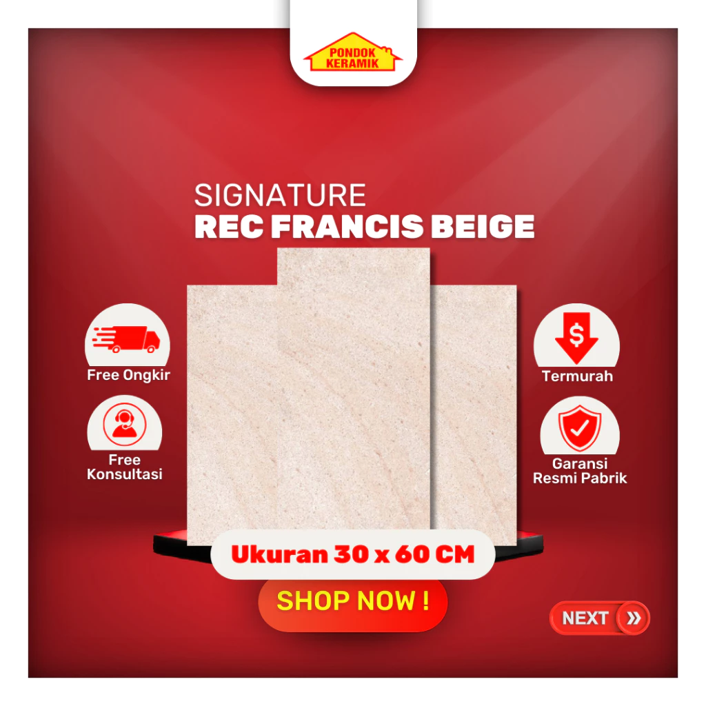 Keramik Dinding Rectified Signature 30x60 Francis Beige Kilap Glossy Keramik Cutting