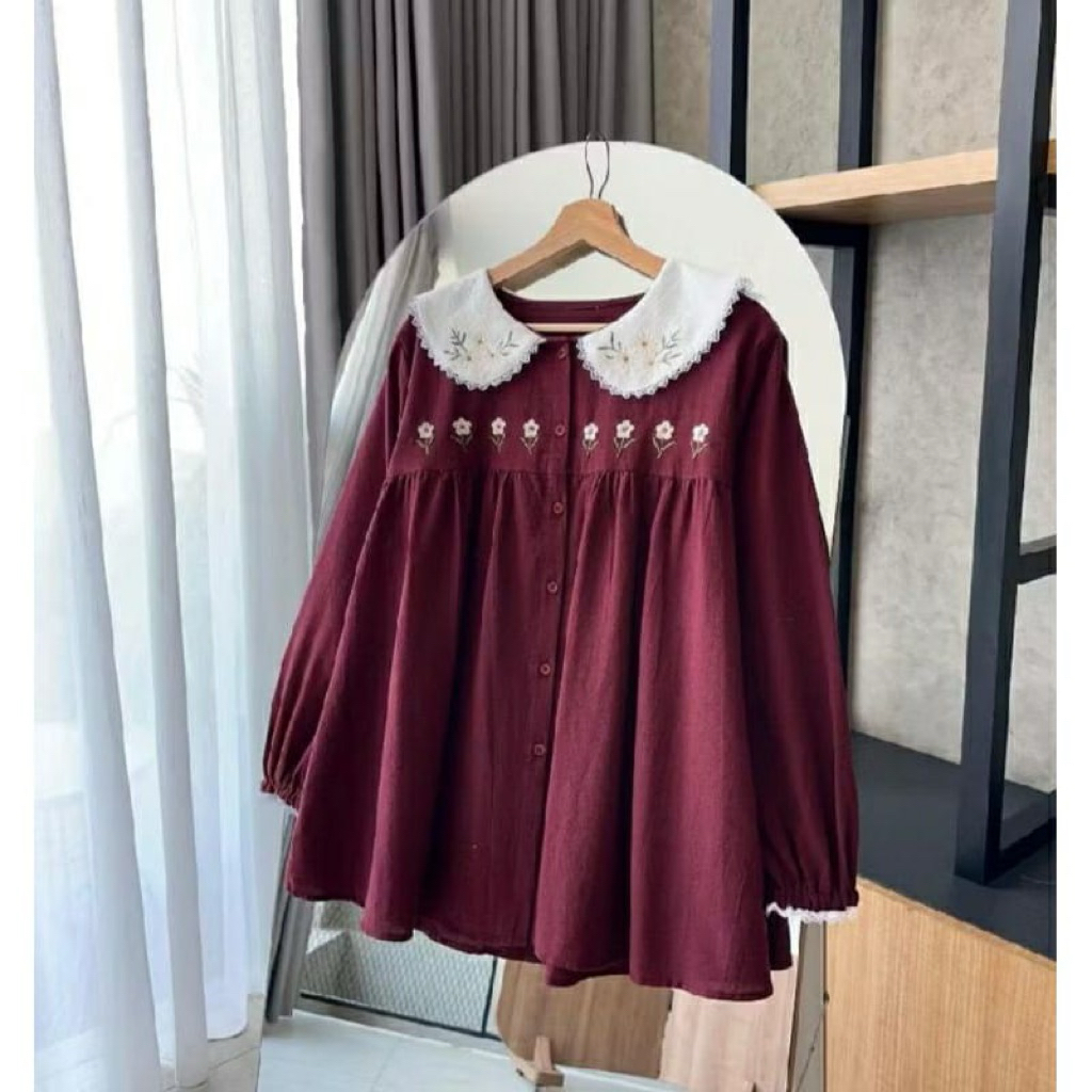 Jual GHAVI Blouse Atasan Terbaru Wanita Bordir Mix Renda Bahan Rayon ...