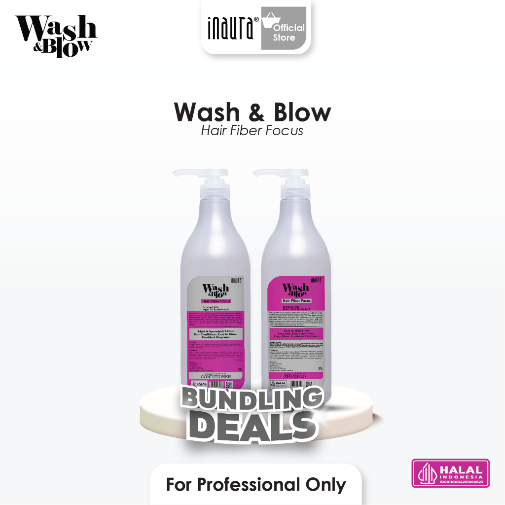Jual Inaura Wash & blow shampoo & conditioner 1000ml (Botol) paket ...