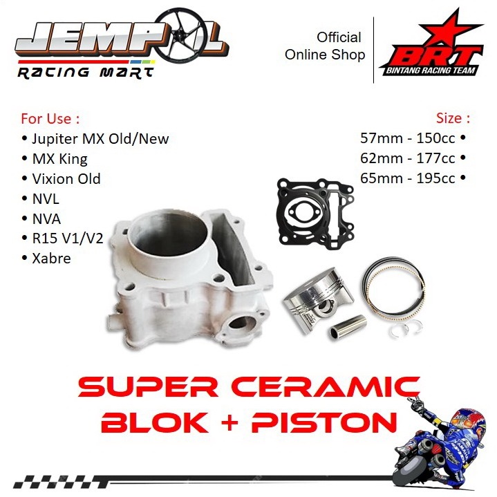 Jual BRT Blok Ceramic + Forged Piston Bore Up MX King Vixion NVL NVA ...