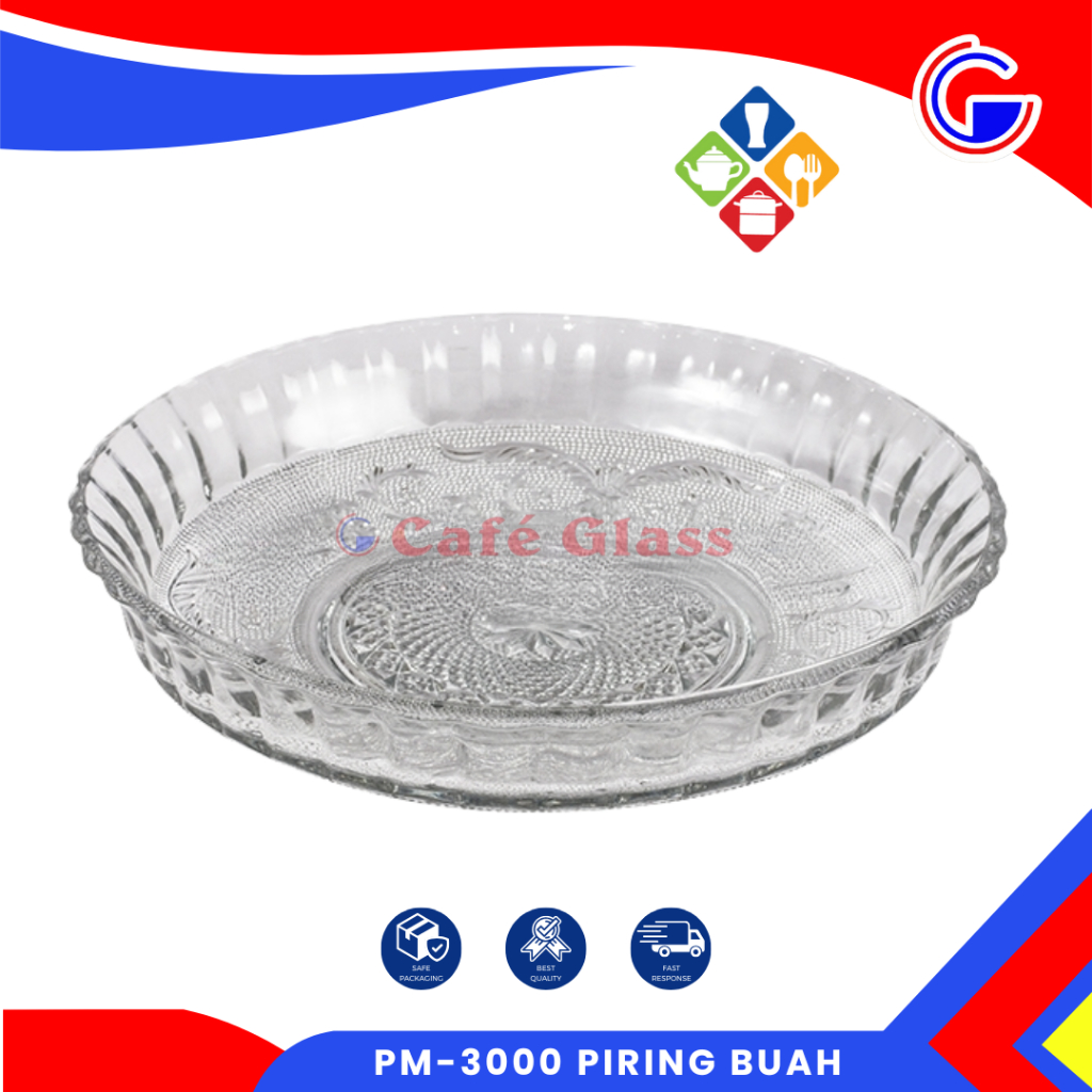 Piring Buah Besar - Nampan Kaca Transparan Elegan - Pm-3000 Piring Buah Kedaung Homeware