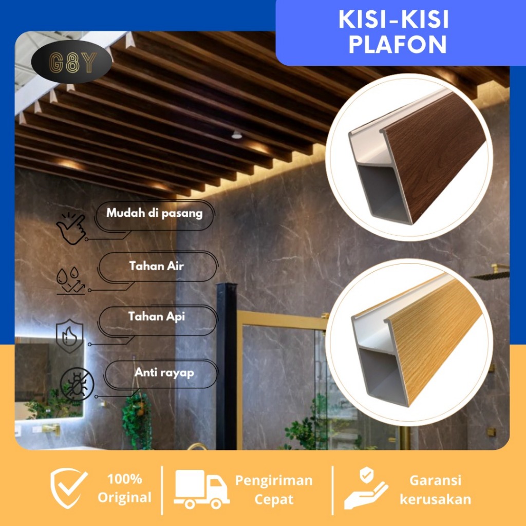 Kisi Kisi Plafon / PVC / WPC / Bar Ceiling / Motif Kayu / Minimalis