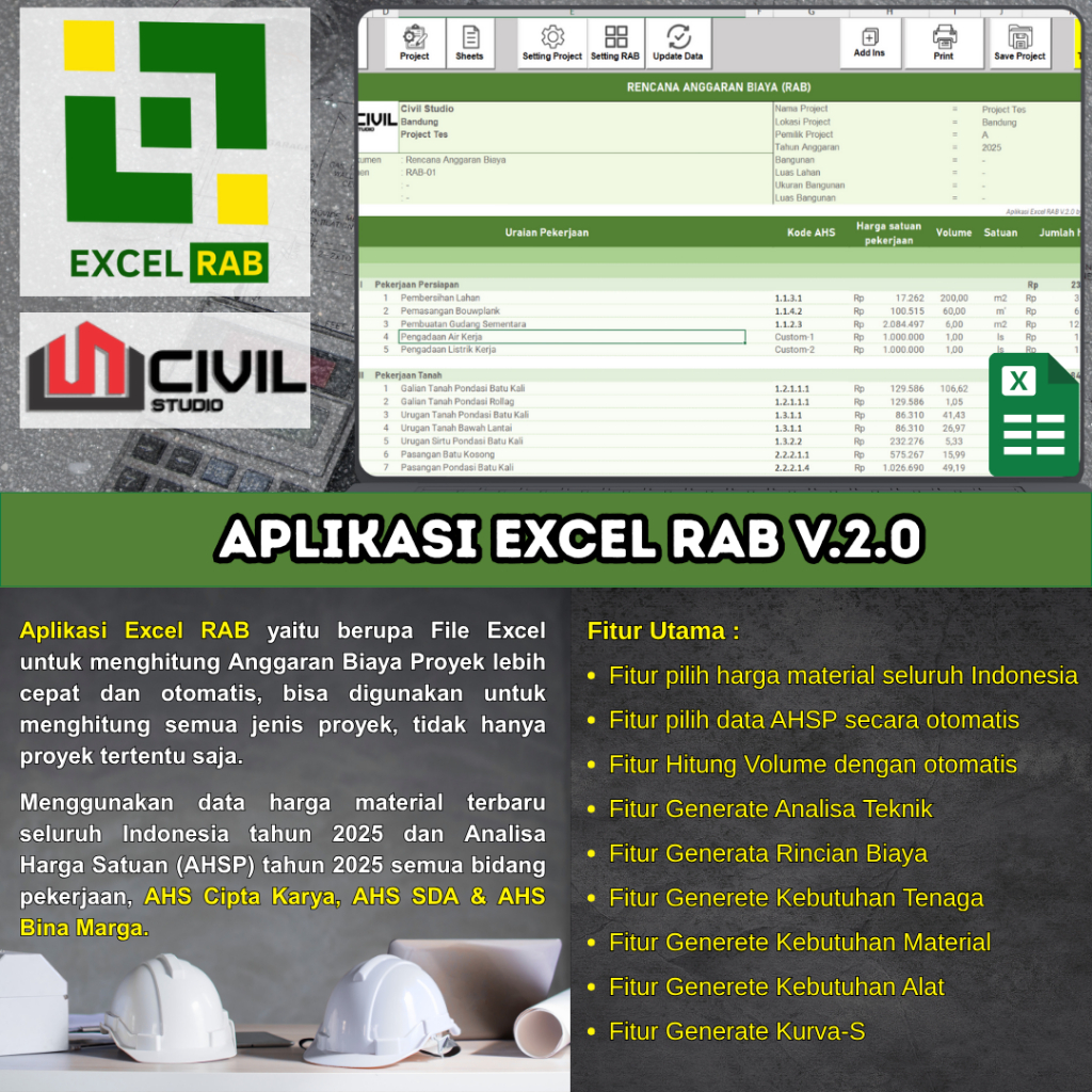 Jual Aplikasi Excel RAB V.2.5 by CIVIL STUDIO | Shopee Indonesia