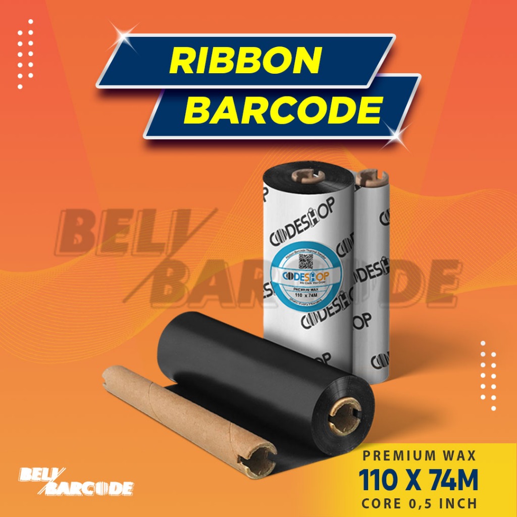 Jual RIBBON PREMIUM WAX SIZE 110X75 - 110X74 BARCODE PRINTER ZEBRA/SATO ...