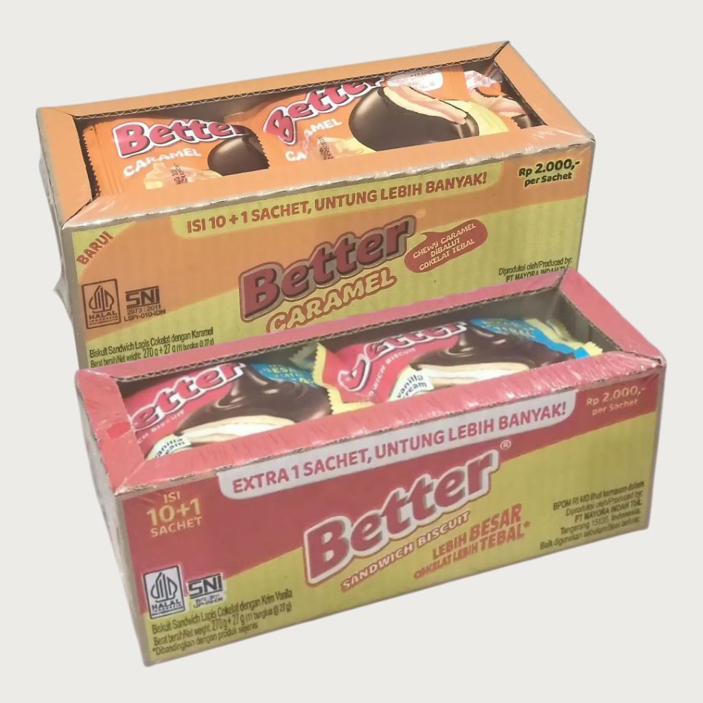 Jual Roma Better Sandwich Vanila Coklat & Caramel Biscuit 27 gr (10 pcs ...