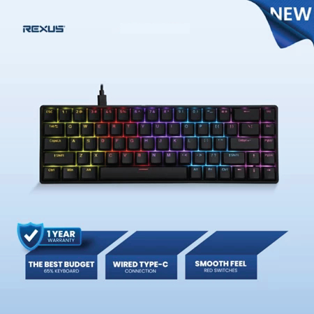Jual Rexus Keyboard Mechanical Gaming 65% Layout - Full Key Anti ...