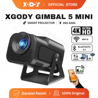 XGODY Gimbal 5 Min Smart Proyektor LCD -Android 11-720P -Built-in Speaker-Netflix - YouTube -260ANSI