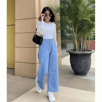 Celana Kulot Jeans Wanita High Waist Premium Elegan