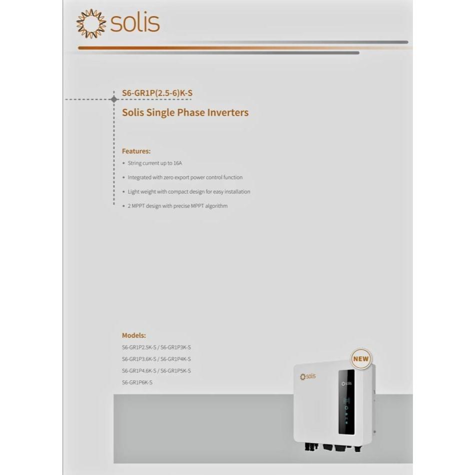Jual Solis S6-GR1P6K-S Ongrid Gridtie 6 KW 1 Phase Dual MPPT Inverter ...